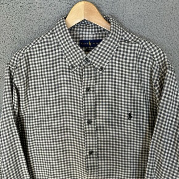 Ralph Lauren Shirt Mens XL Grey Check Long Sleeve Button Down Classic Fit Casual - Picture 2 of 7